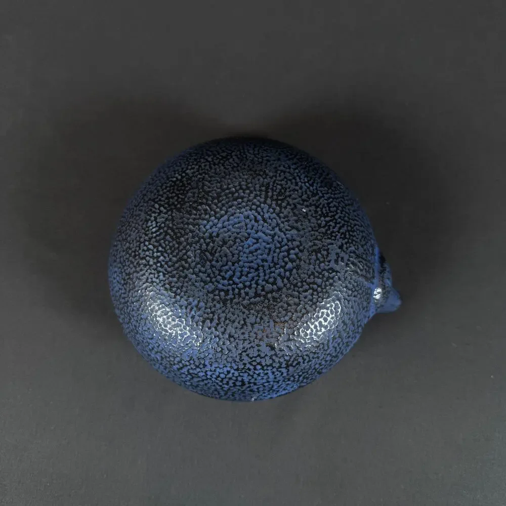 Japanese blue Cast Iron Teapot Black Bamboo Design Heavy